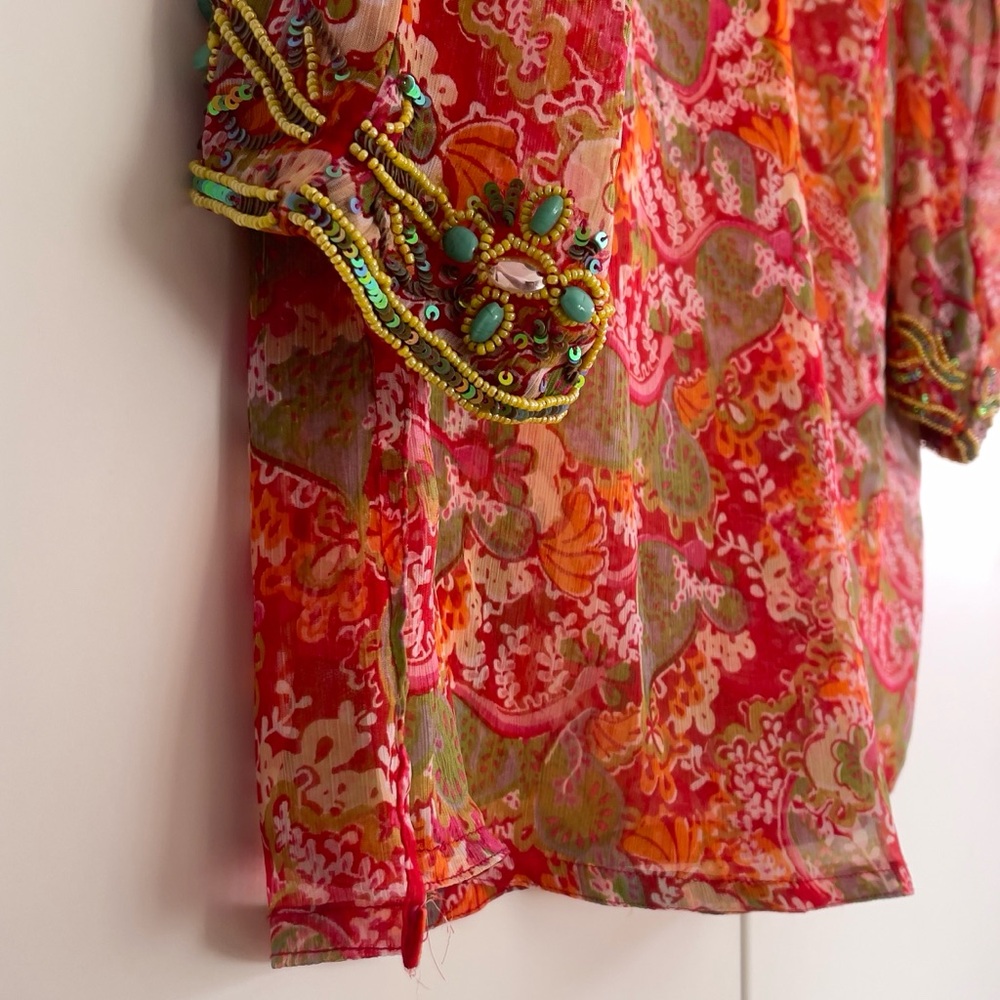 Silk Print Top / Beach Cover - Picture 8 of 10